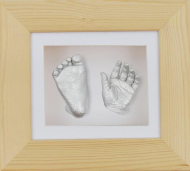 Baby Casting Kit Natural Pine Wooden Frame White Silver paint