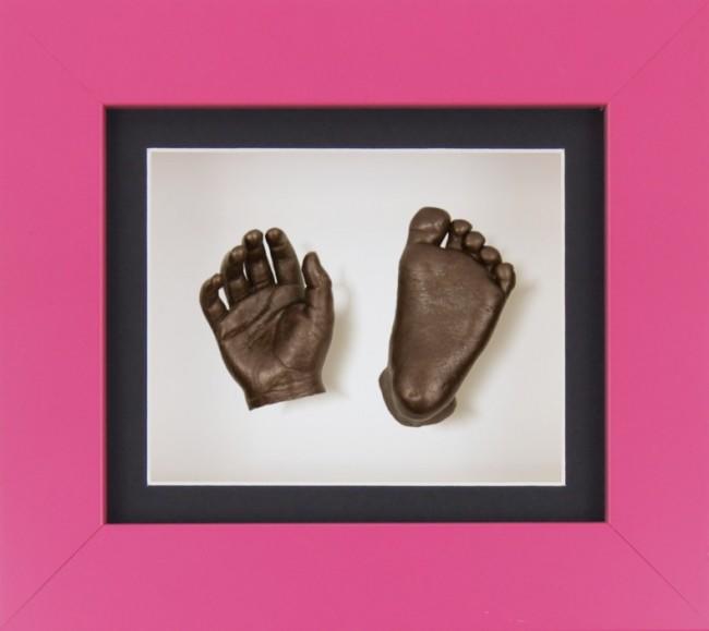 Baby Girl Gift 3D Casting Kit Pink Frame Black White Bronze Casts