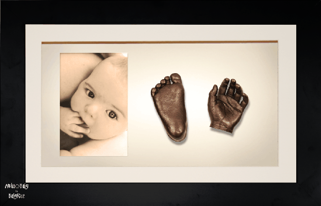 Large, Twins Baby Hand Foot Casting Kit / Black Frame / Bronze