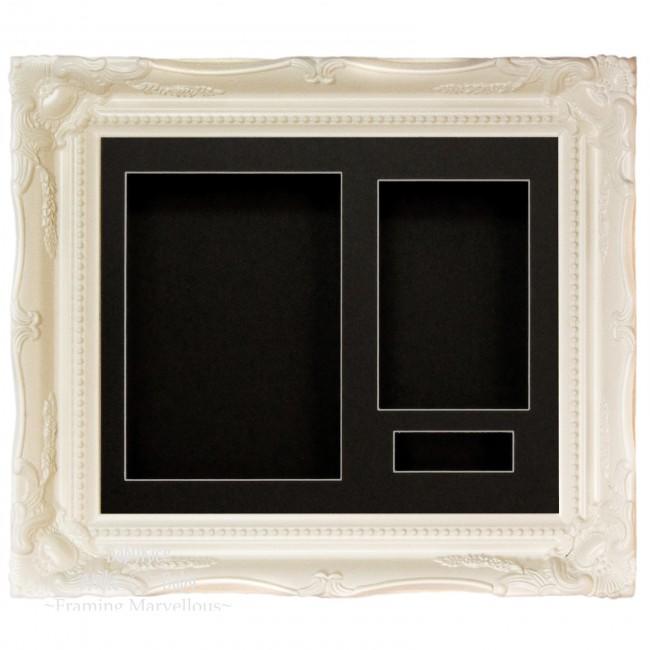 White Rococo frame, Black Mount and Black Backing Card