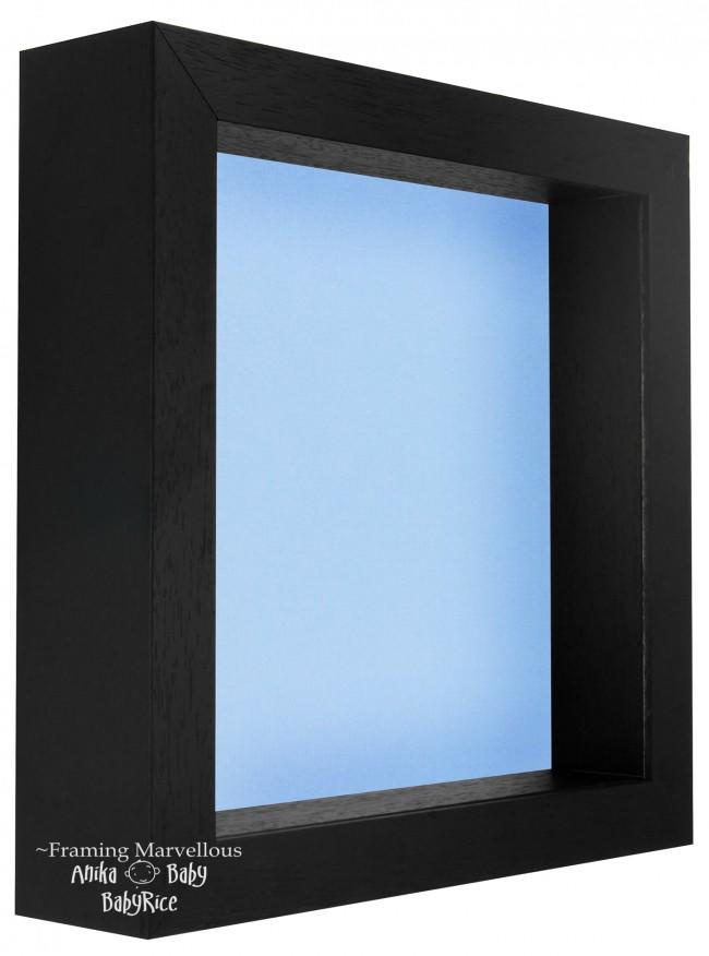 Black Shadow Box Deep Display 3D Wooden Frame Square Heart Blue Back Only