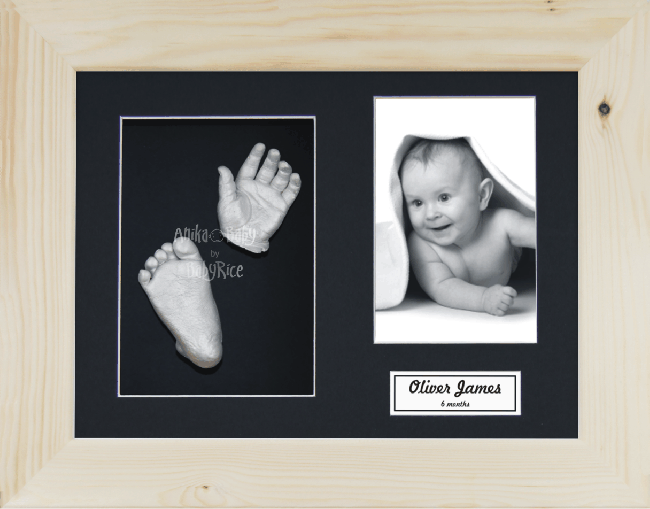 Baby Casting Kit, Natural Pine Frame, Silver Casts