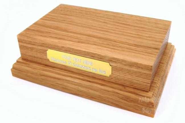 Wooden Plinth Display 6x4" Solid Oak Engraved Gold Plaque
