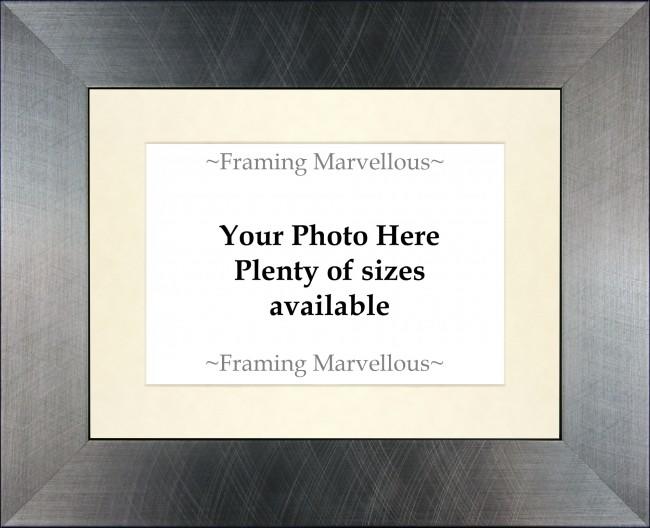 New 8x6" Wooden Frame Pewter Grey Finish, 6x4" Photo Picture Cream Mount