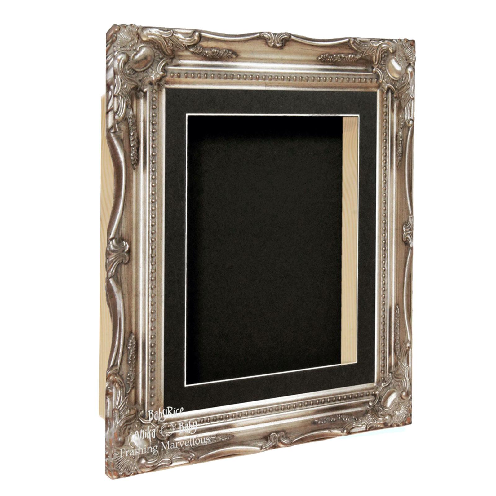 Antique Silver Ornate Rococo Frame, Deep Shadow Box Display