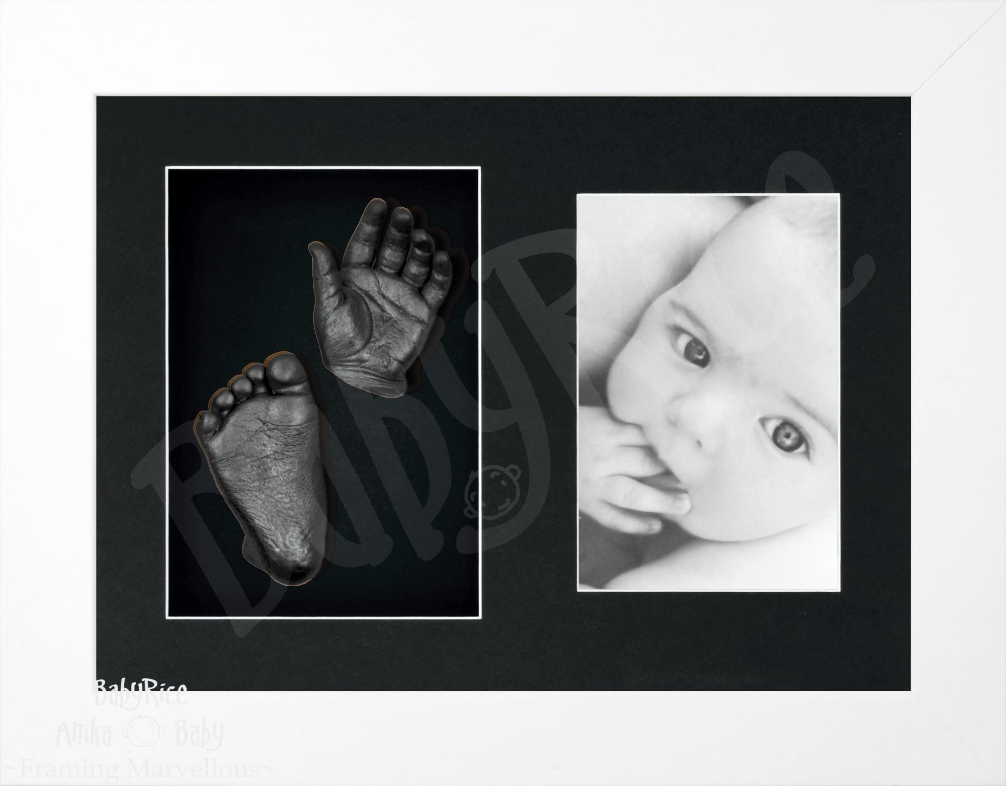 BabyRice Anika Baby Casting Keepsakes Kit 3D Prints Hand Footprint Cast Gift-Ivory-Pewter