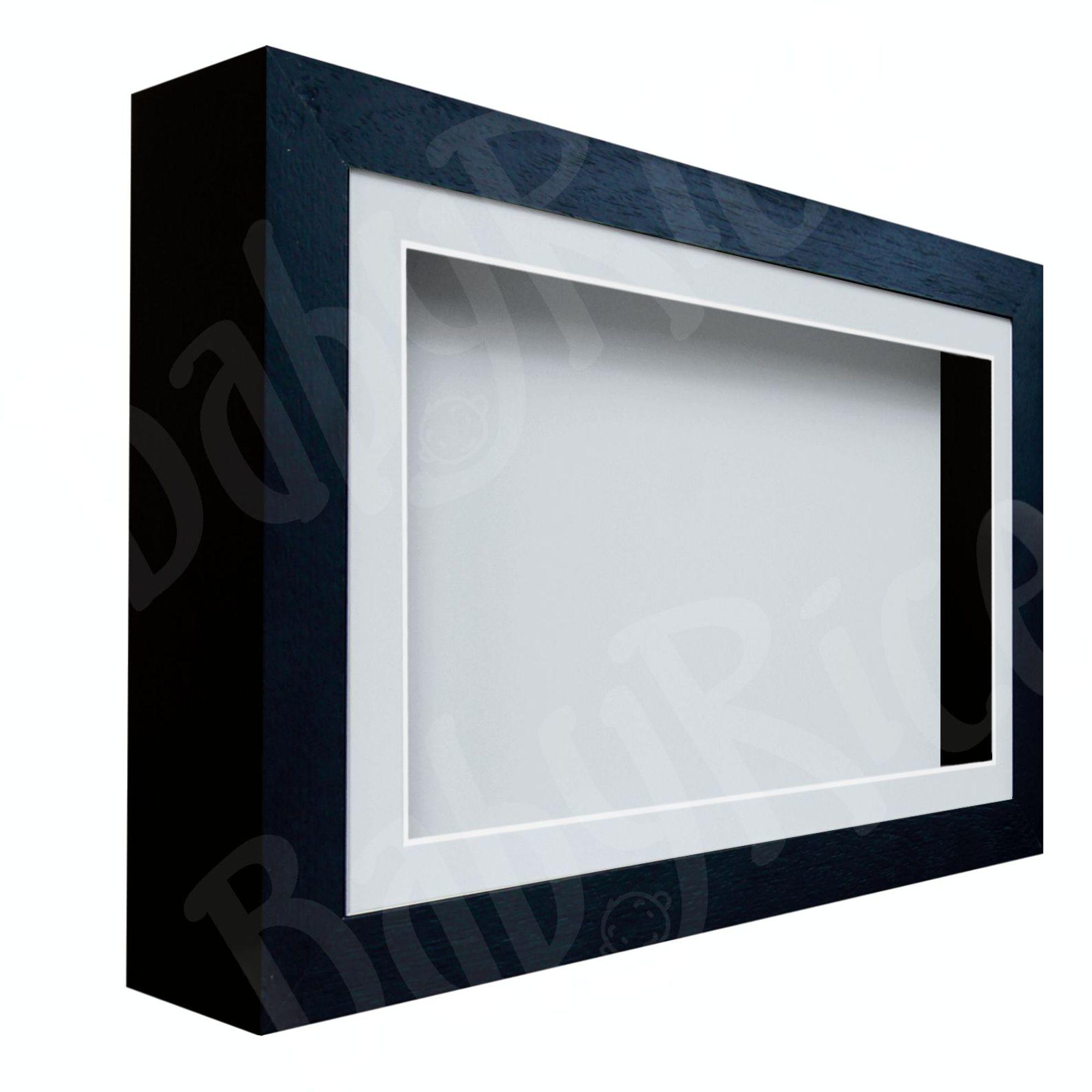 Black Woodgrain Box Frame, Light Grey Inserts