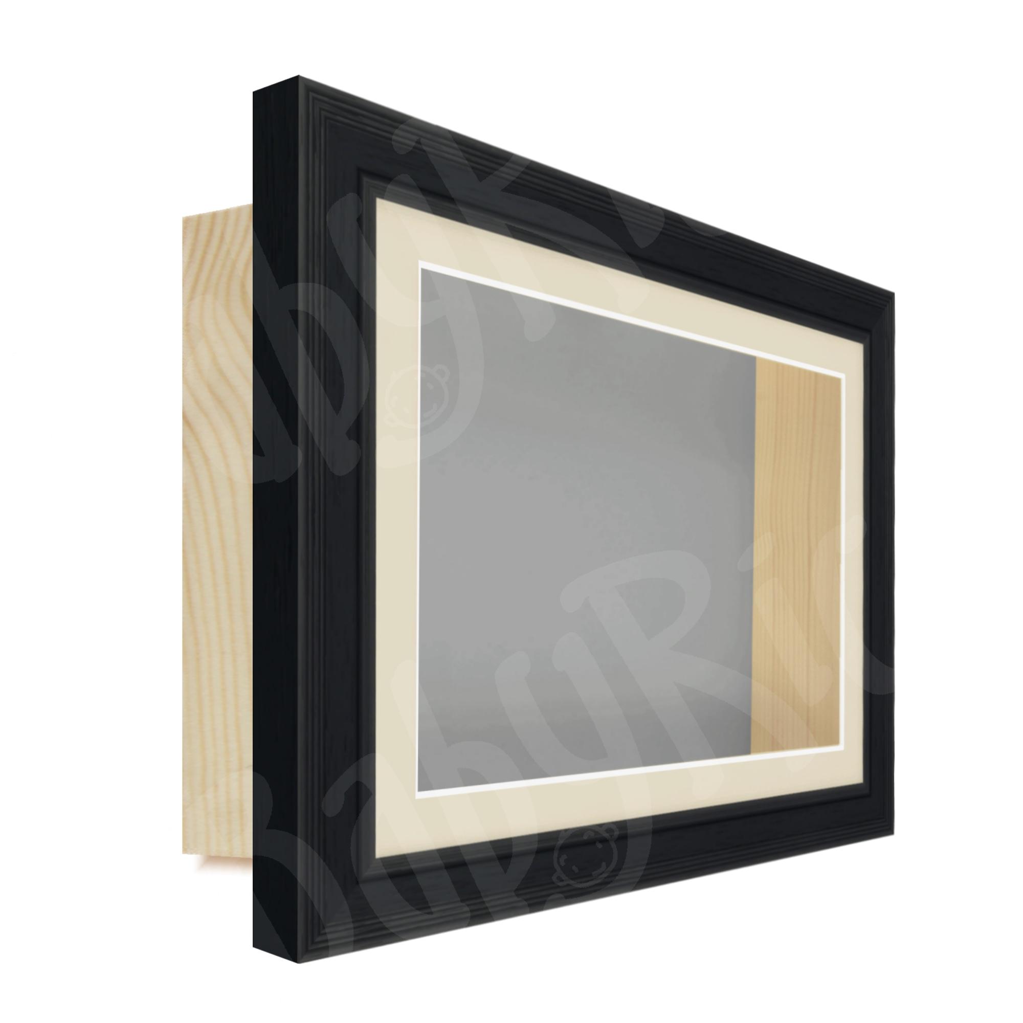 Black Scoop Woodgrain Deep Picture Box Display Frame