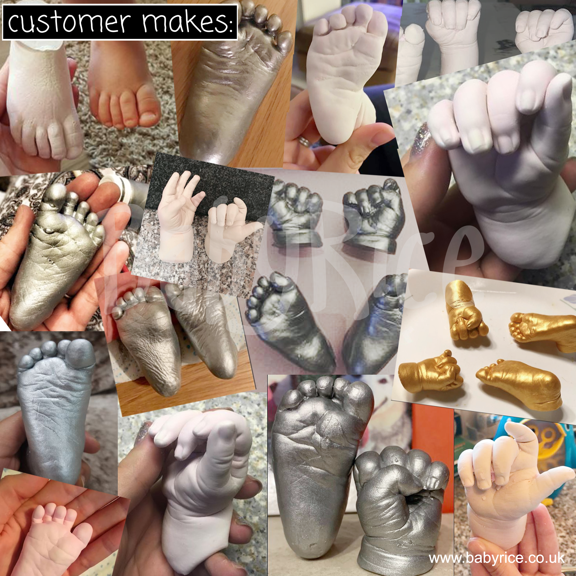 BabyRice customers have made these baby hand and foot casts