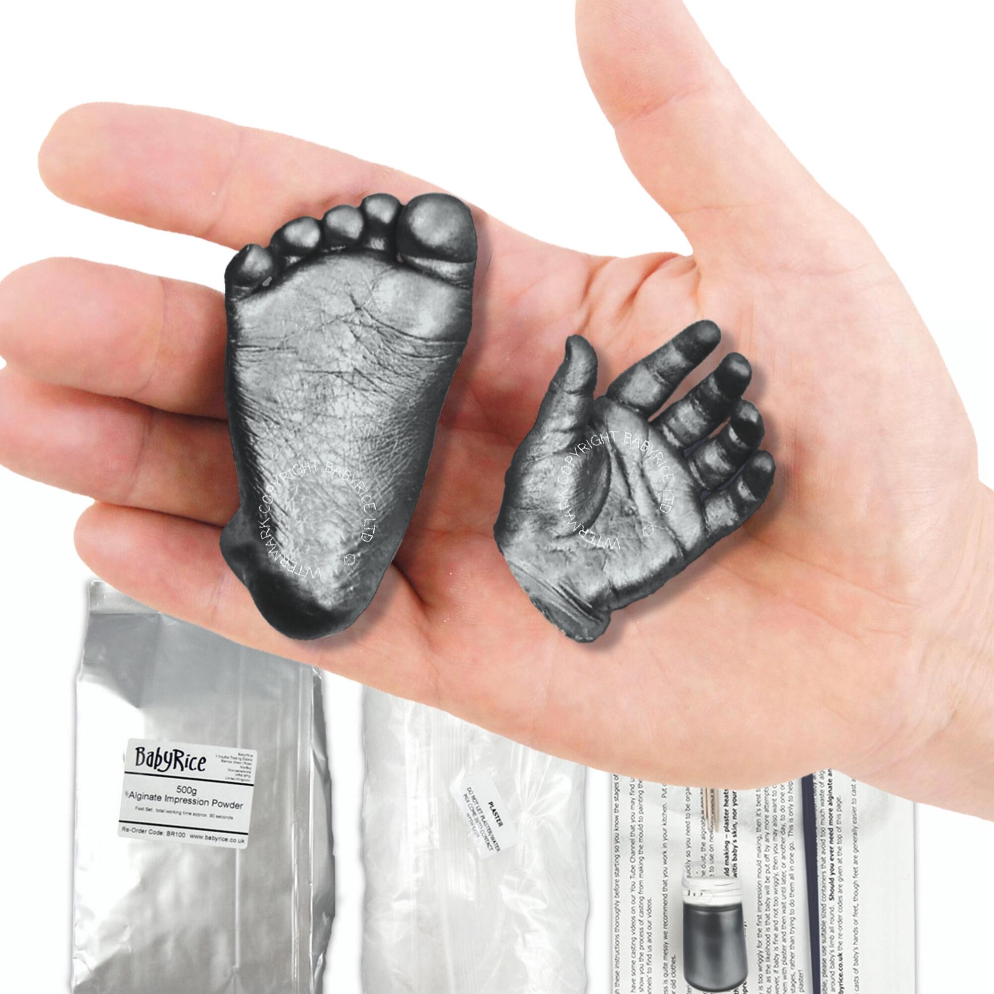 metallic pewter baby hand foot 3d casts kit set