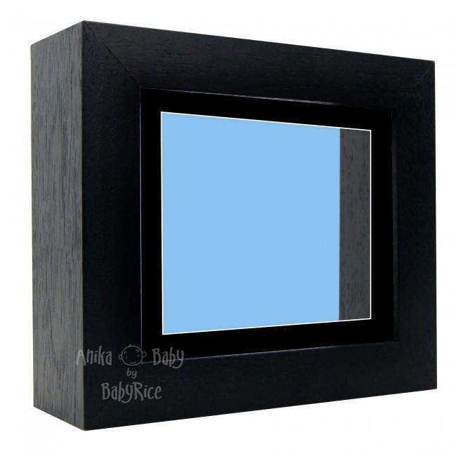 Deluxe Black Deep Box Frame 6x5” with Black Mount and Blue Backing