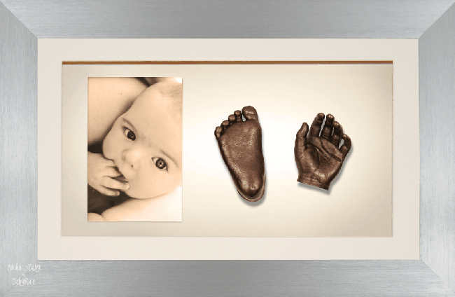 Large, Twins Baby Hand Foot Casting Kit / Brushed Pewter Frame / Bronze