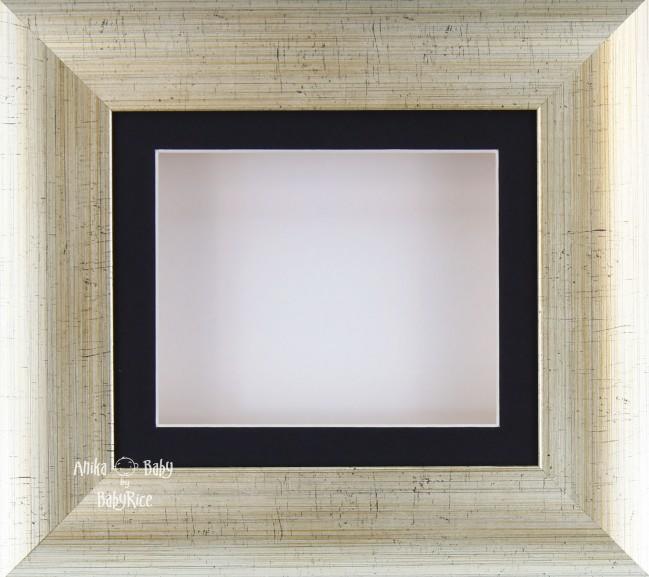 6x5" Antique Silver effect display frame / Black mount & White Backing