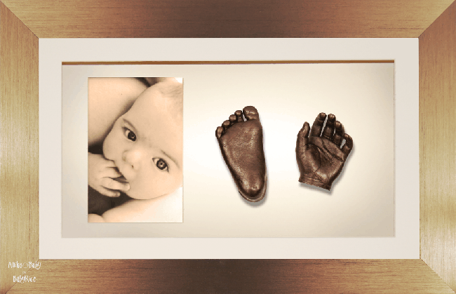 Large, Twins Baby Hand Foot Casting Kit / Brushed Bronze Frame / Bronze