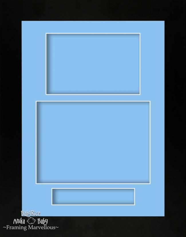 11.5x8.5" Black display Frame Blue 3 hole mount Portrait