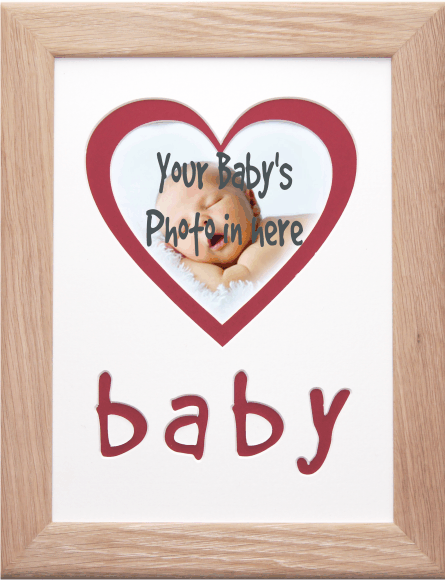 New Baby Heart Photo Picture Frame Oak Wooden Frame plus a Free Inkless Kit