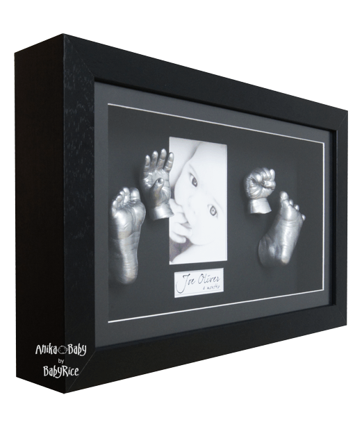 Large 3D Baby Casting Kit, Black Deep Box Display Frame, White Paint