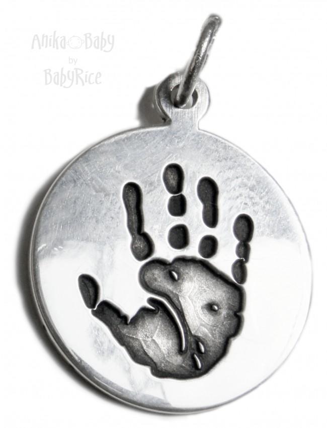 Silver Circle Charm Baby Handprint Footprint Jewellery Imprints Oxi