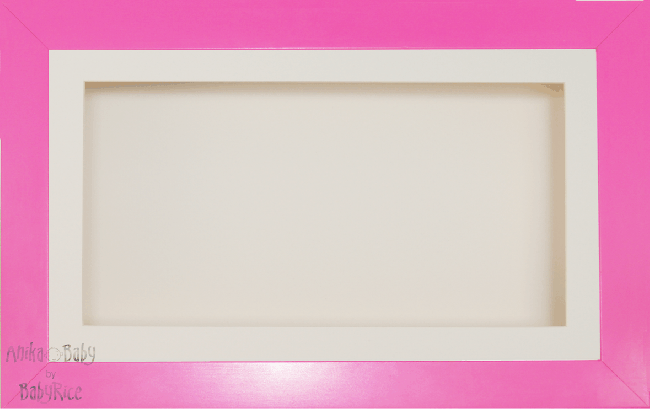 Wooden Shadow Box Deep Frame, Girl Pink Wood, Cream