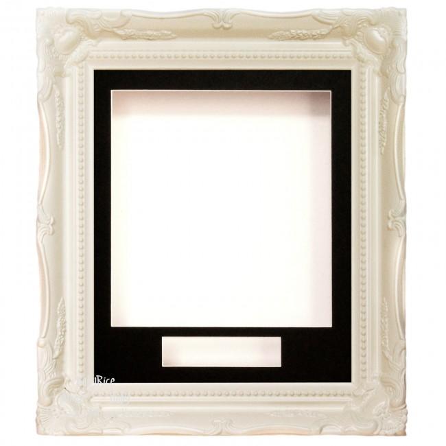 White Ornate Rococo frame, Black Mount and White Backing Card