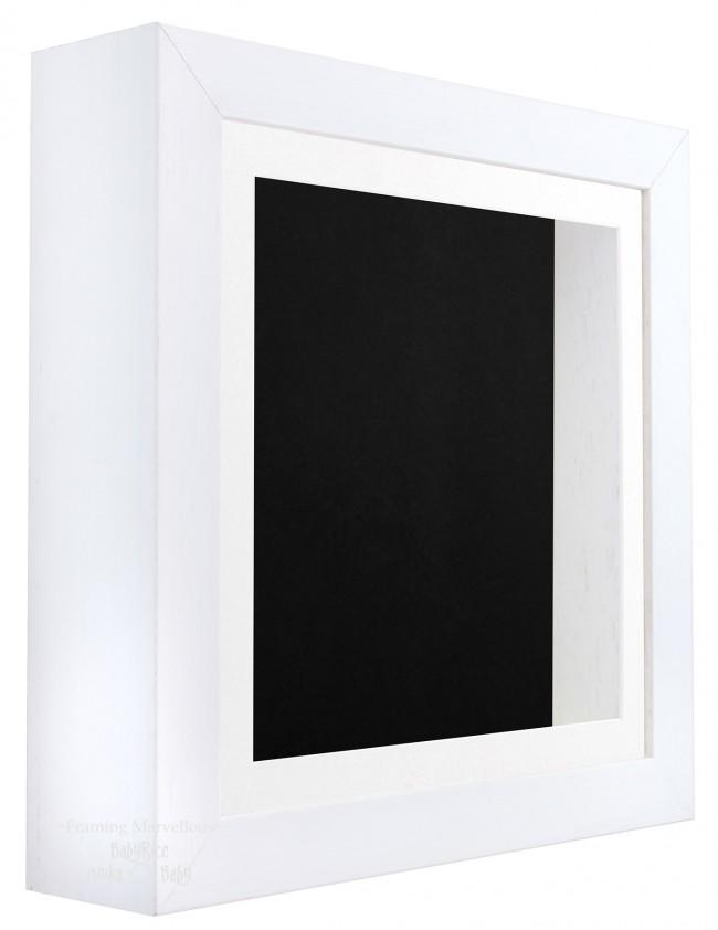 White Shadow Box Deep Display 3D Wooden Frame Square White Front / Black Back