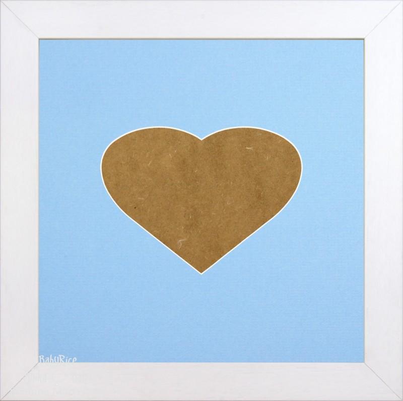 White Shadow Box Deep Display 3D Wooden Frame Square Heart Blue Heart Cut Out