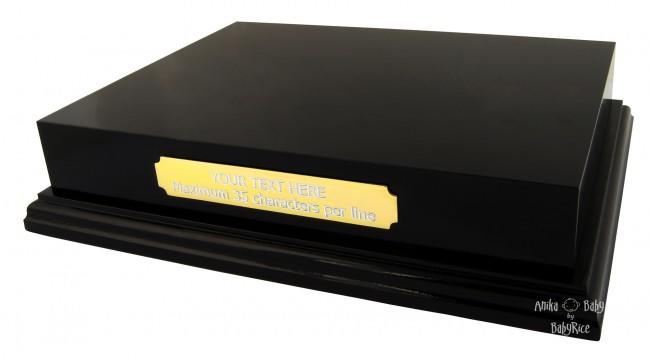 Large Black 8x6" Display Plinth with Custom Engraved Gold Plaque