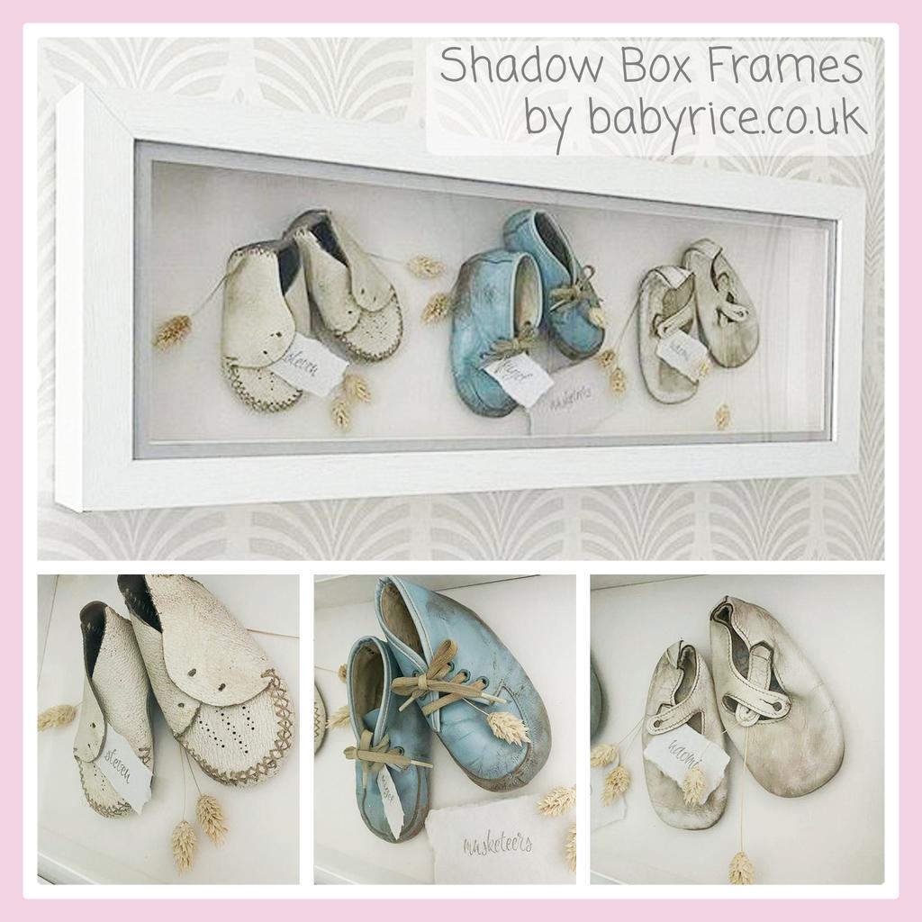 Make a stunning display of your Baby's First Shoes - Frame them in a Deep Shadow Box Display Frame