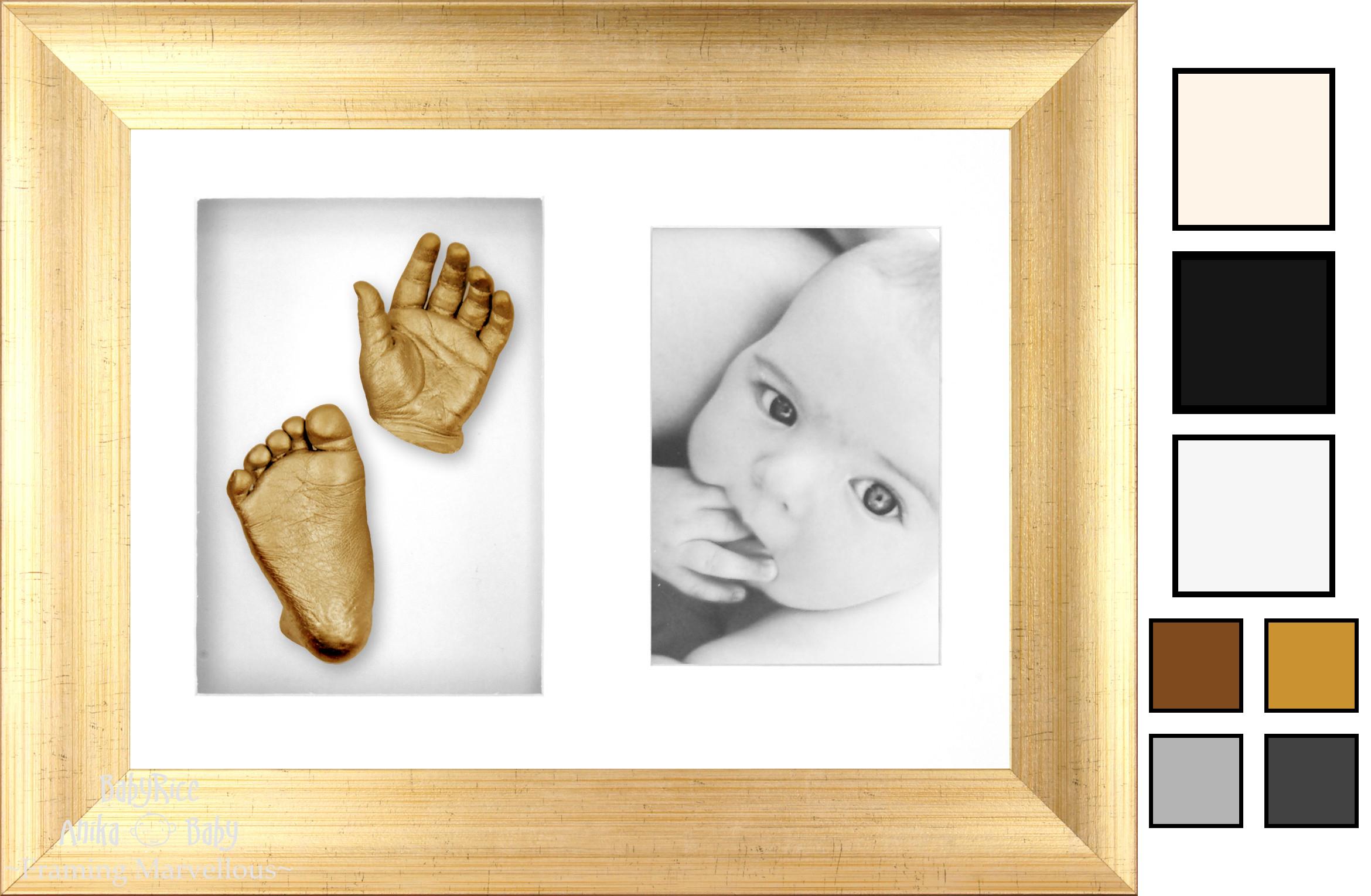 Baby Casting Kit with Antique Gold Frame – 3D Hand Foot Cast Display