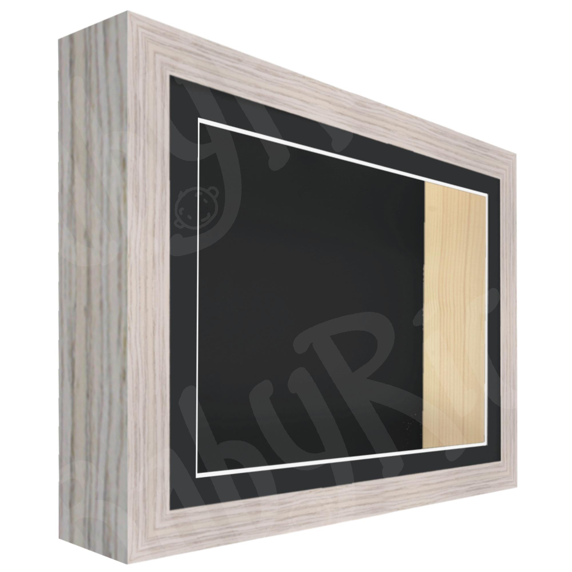 White Stone Grey Woodgrain Box Frame, Black Inserts