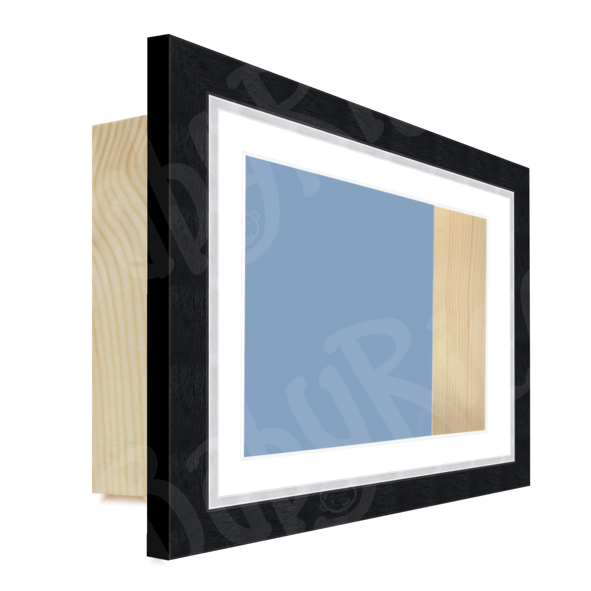 Deep Shadow Box Frame for 3D Object Framing Display, Black with Silver Edge