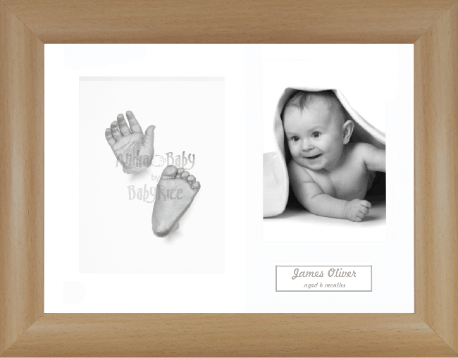Baby Casting Kit, Beech Effect Frame, Silver paint Casts