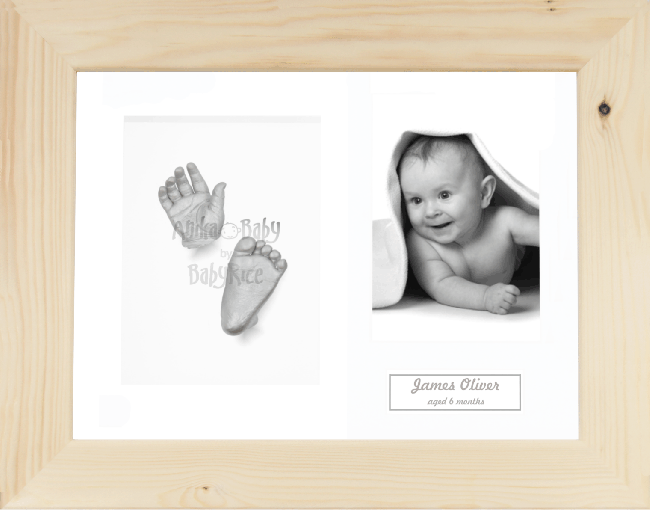 Baby Casting Kit, Natural Pine Frame, White, Silver Paint