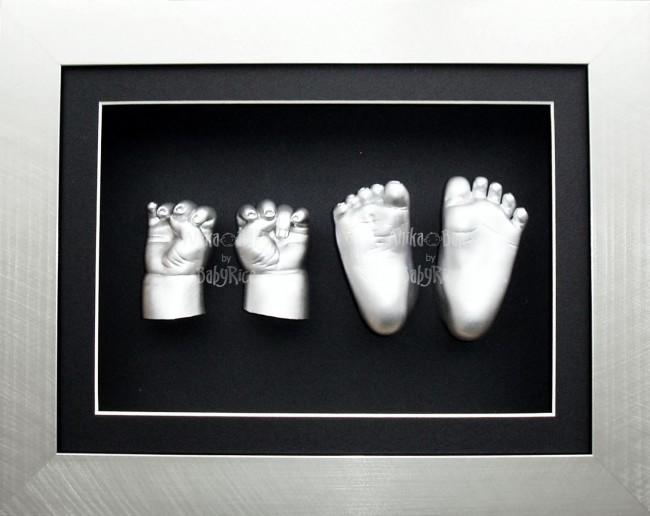 Large Big Older Baby Casting Kit, Silver Frame Hand Foot Casts