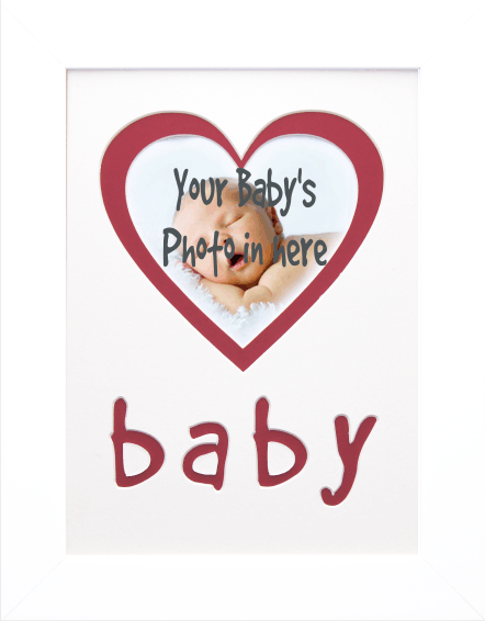 New Baby Red Heart White Photo Picture Frame plus a Free Inkless Kit