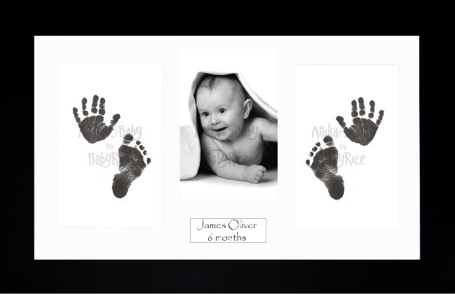 BabyRice Baby Hand & Footprints Kit, Inkless Prints, Black Frame