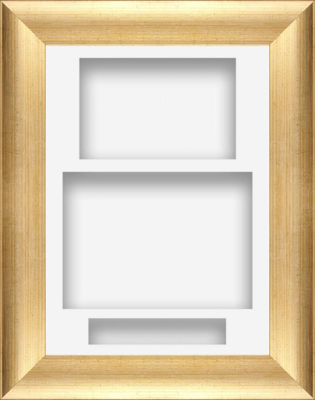 11.5x8.5" Antique Gold Effect Display Frame White 3 hole portrait mount