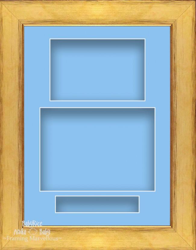11.5x8.5" Gold 3D Deep Shadow Box Frame Blue Portrait