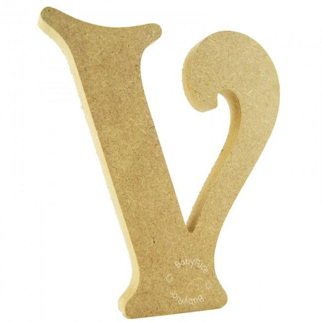 MDF wooden letter V, 15cm/6in