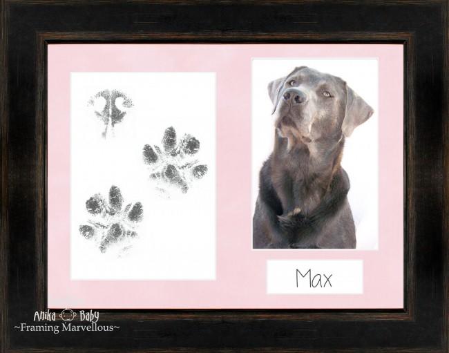 Pet Paw Prints Kit with Black Orange Wooden Frame Mott Pink insert