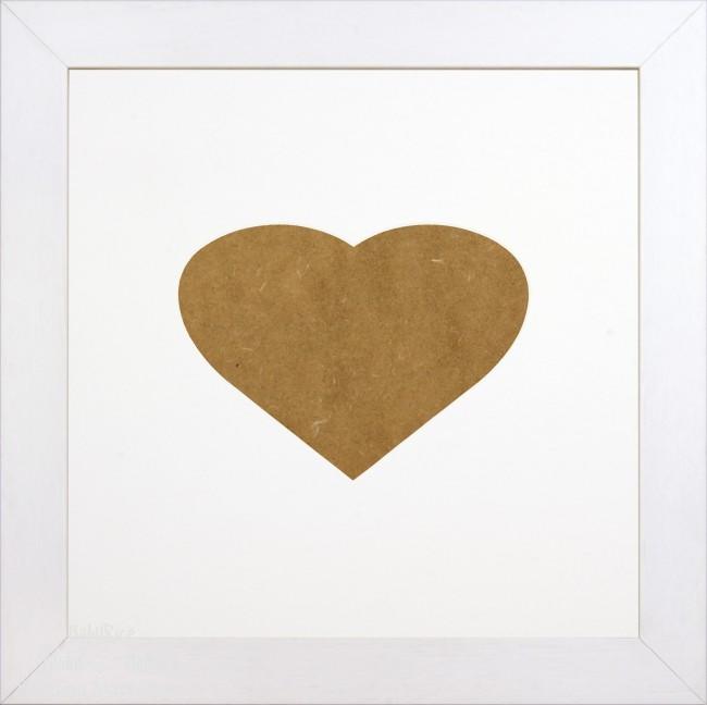 White Shadow Box Deep Display 3D Wooden Frame Square Heart White Heart Cut Out