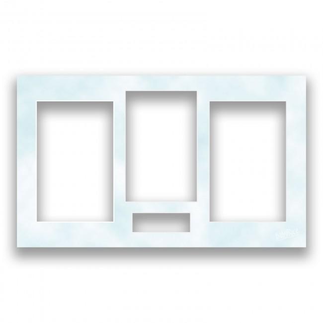 Cloudy Blue Four Aperture Picture Frame Mount & Backing Card 15x9 Inches