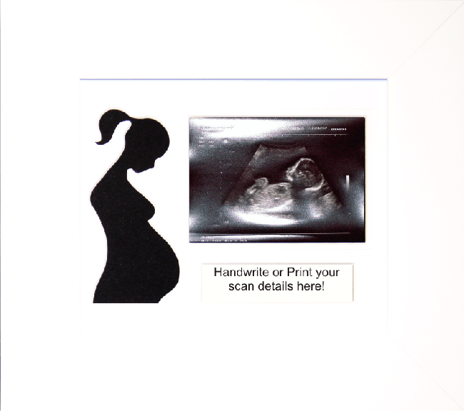 Baby Scan Photo Frame 6x5" White / White / Black - Pregnant Lady