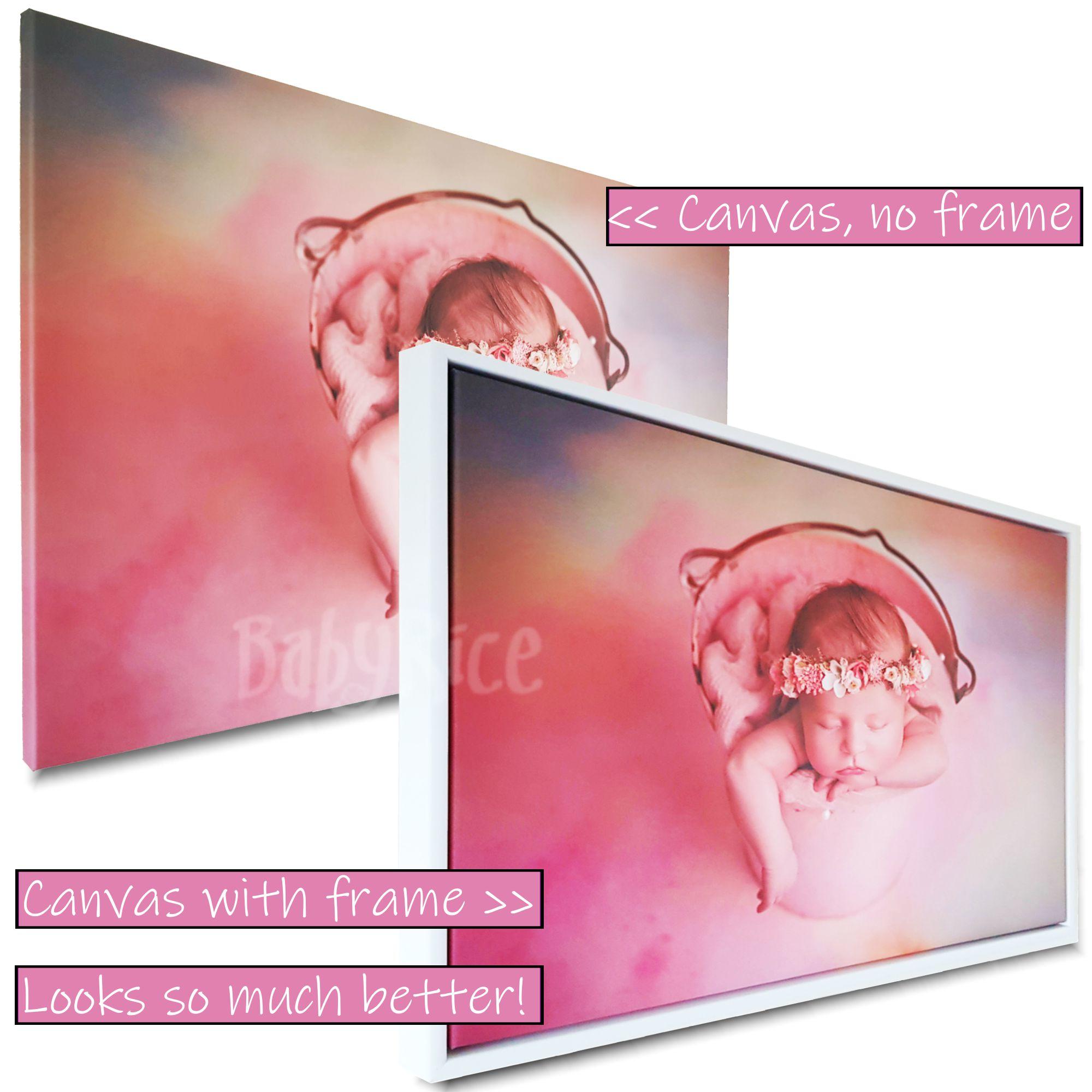 Canvas with and without white frame