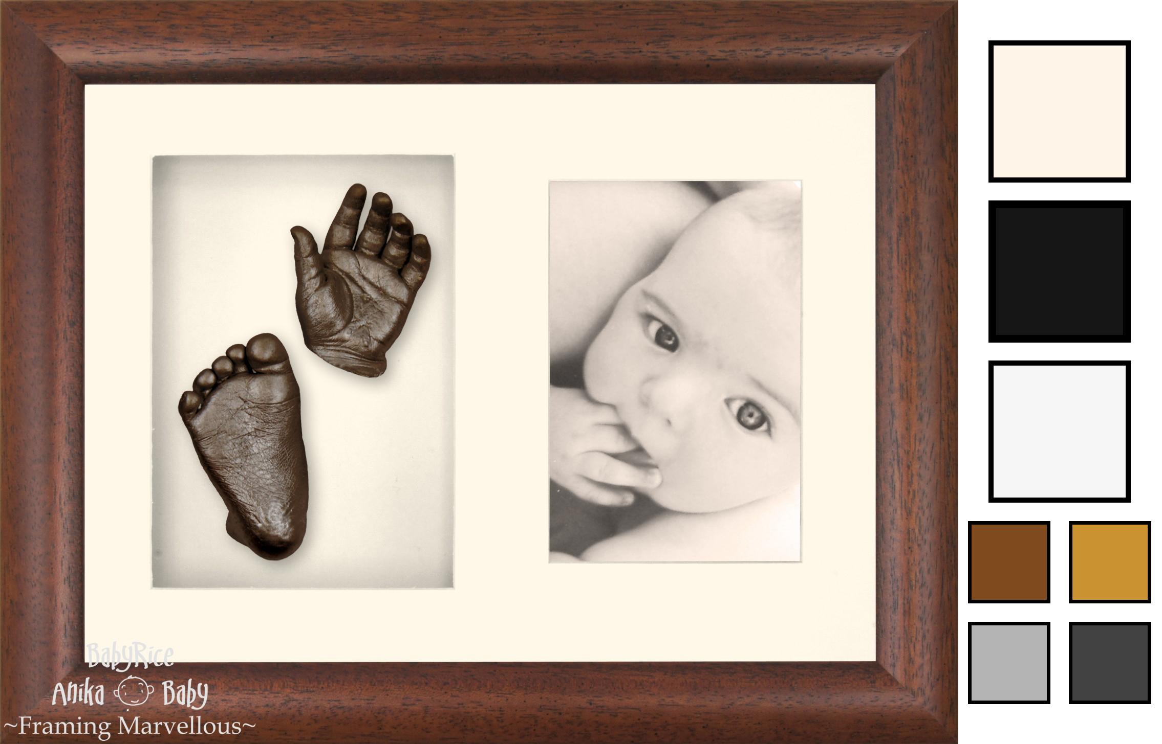 Baby Casting Kit with Dark Wooden Frame – Hand Foot Mould Display