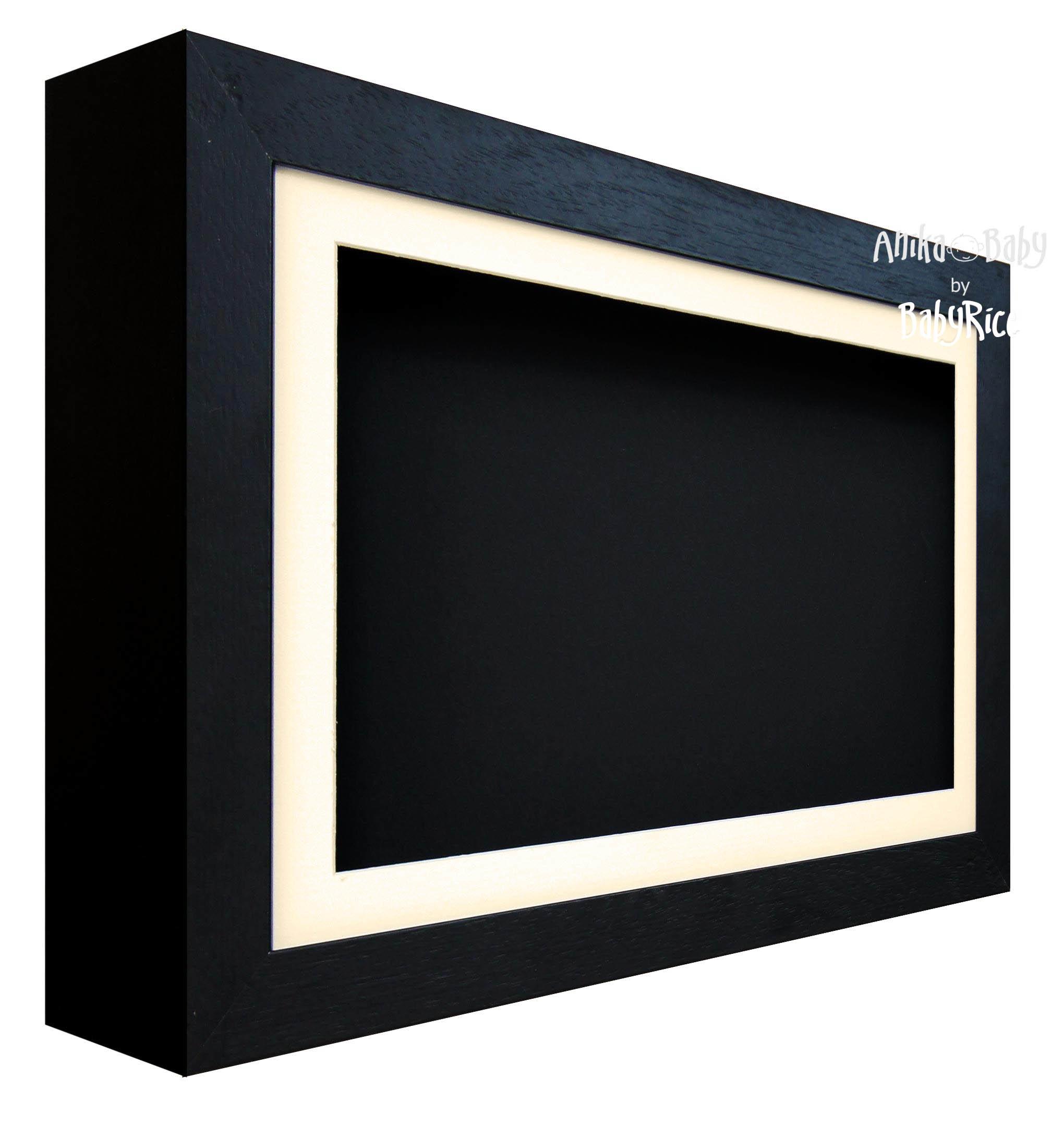 Black Woodgrain Box Frame, Cream Black Inserts