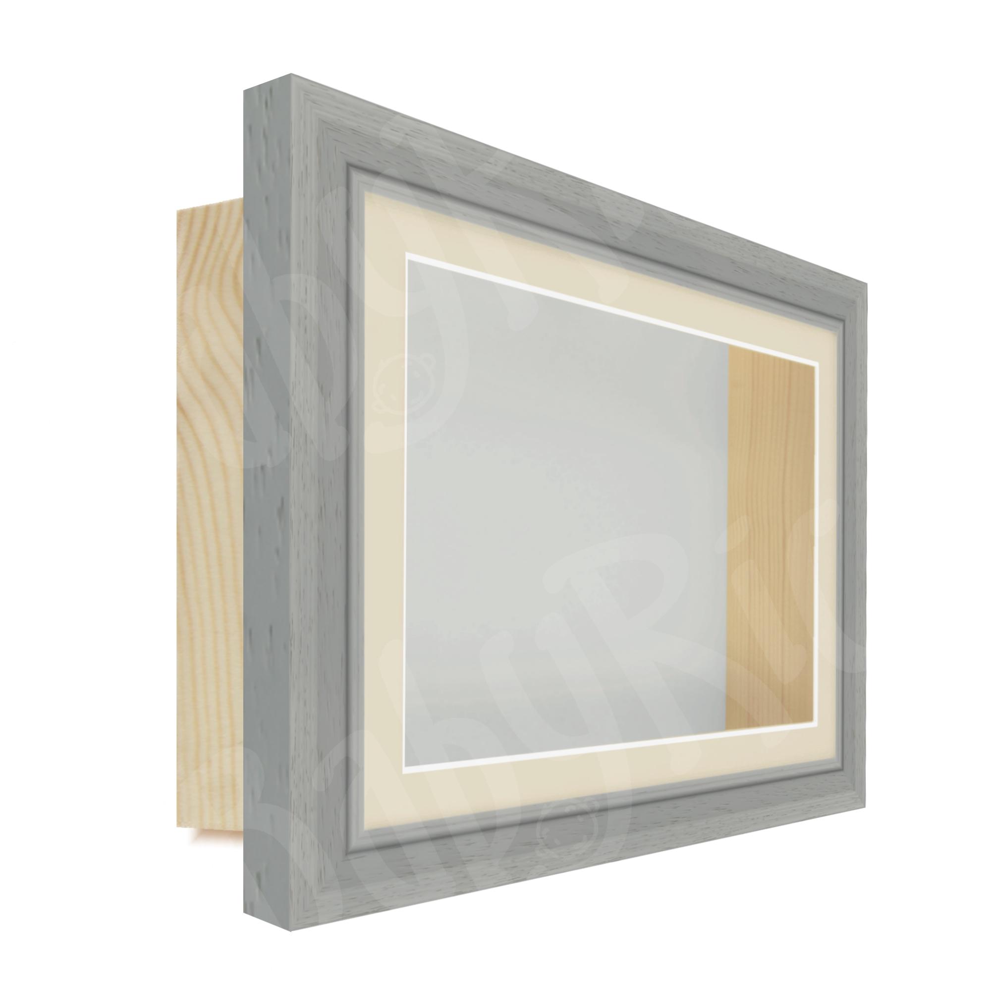 Gray Scoop Wooden Photo Box Display Frame