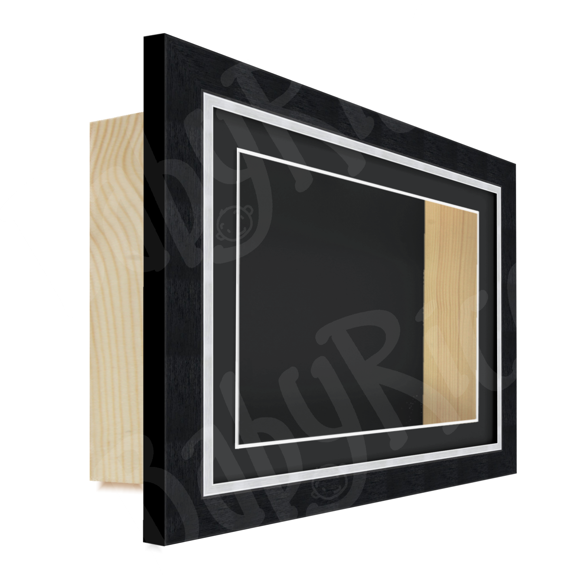 Brushed Black with Silver trim Deep Box Display Frame