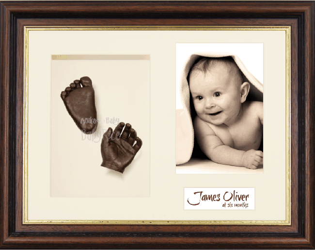 Hands Feet Casting Kit Gift, Mahogany Gold Display Frame