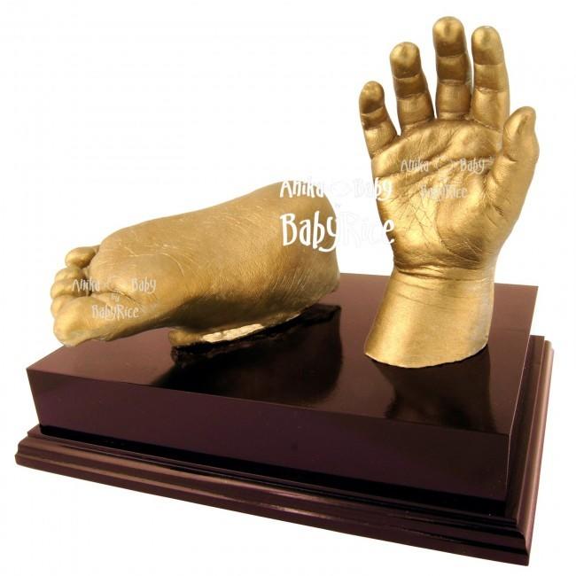 Baby Casting Kit with Gold paint and 6x4" Mahogany effect Plinth